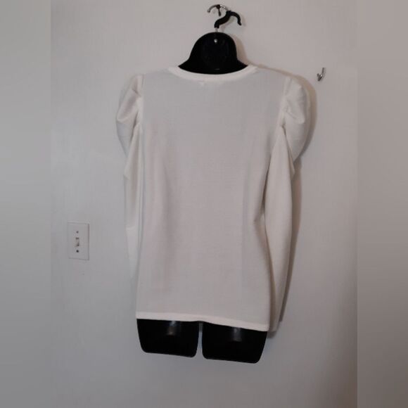 Nine West white puffy sleeve sweater - Picture 2 of 4
